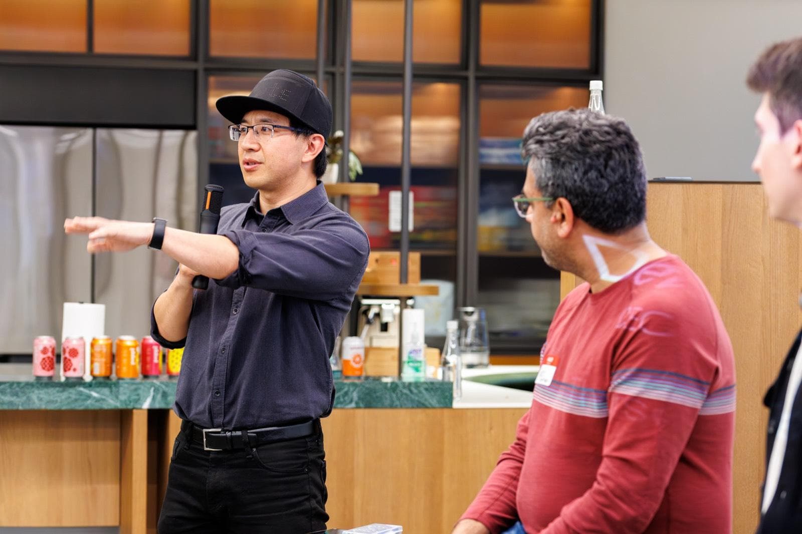 Chang She (LanceDB) setting the stage before the panel at the Hanwha AI Center