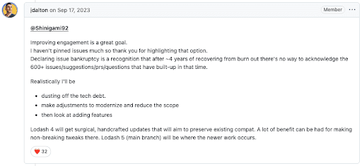 Lodash community comments