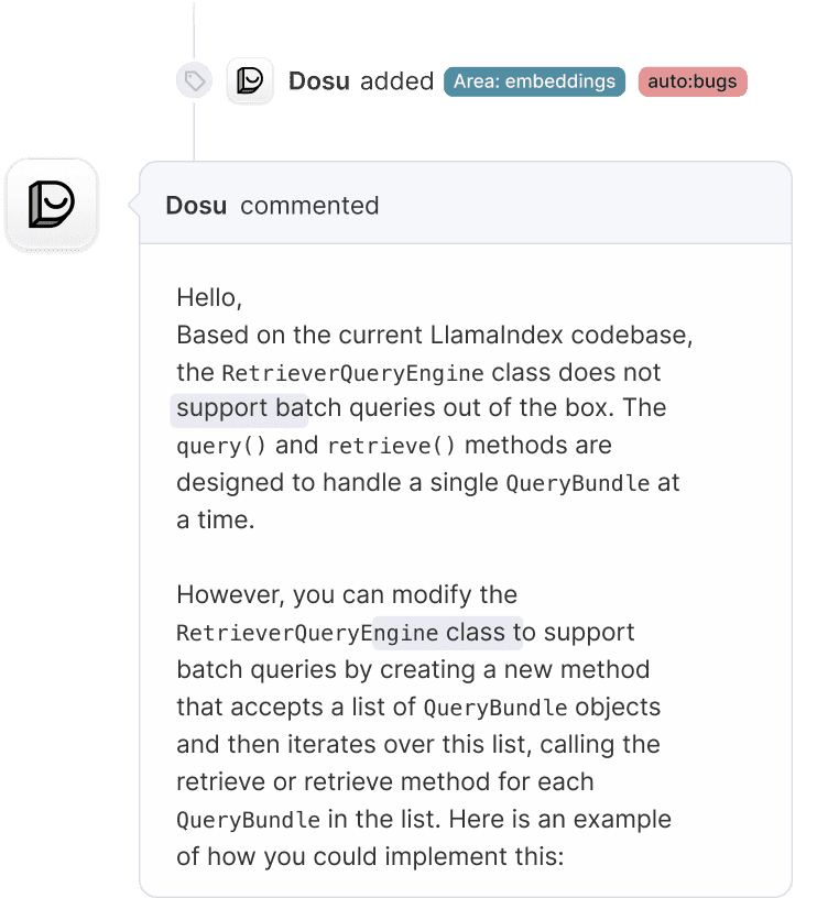 a Dosu github comment