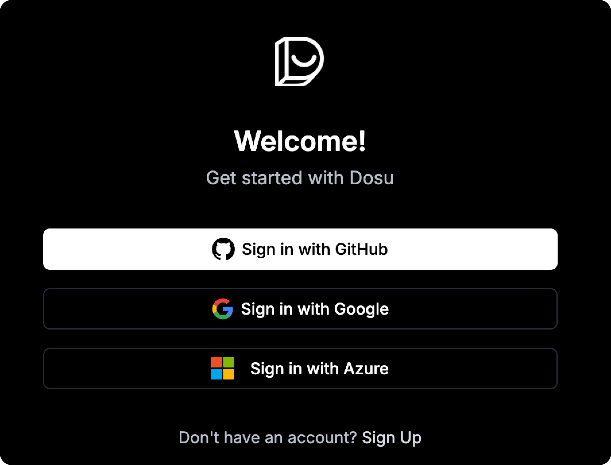 The login screen showing the new Google and Azure sign-in options