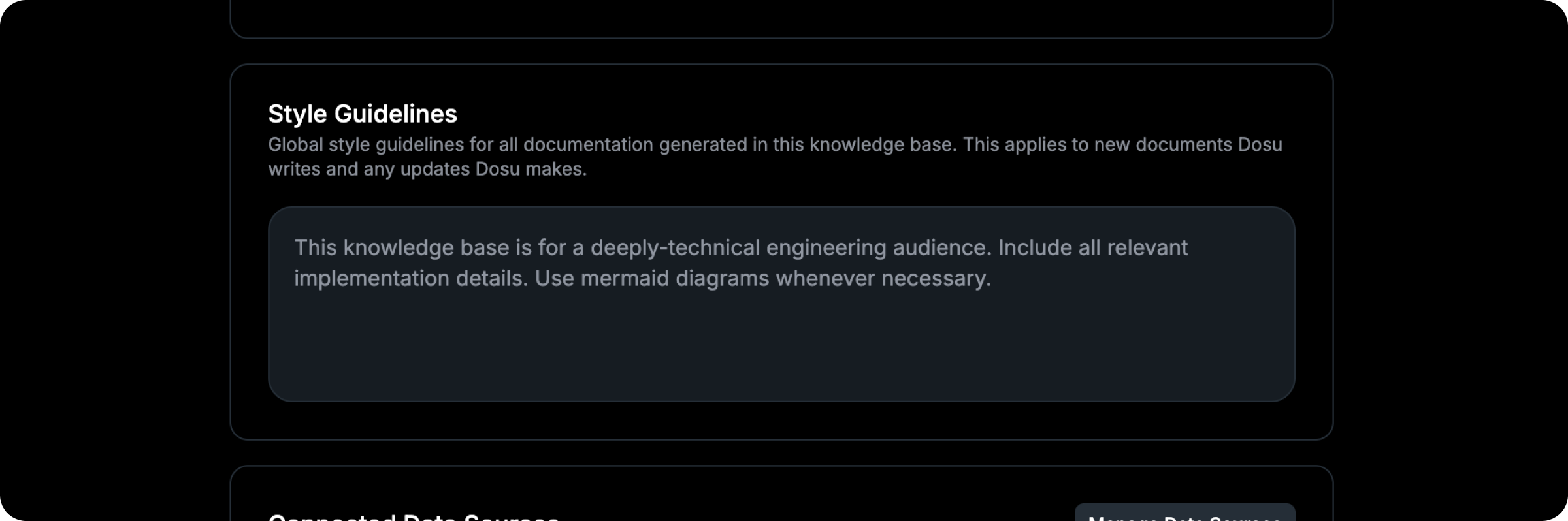 The settings box for Style Guidelines