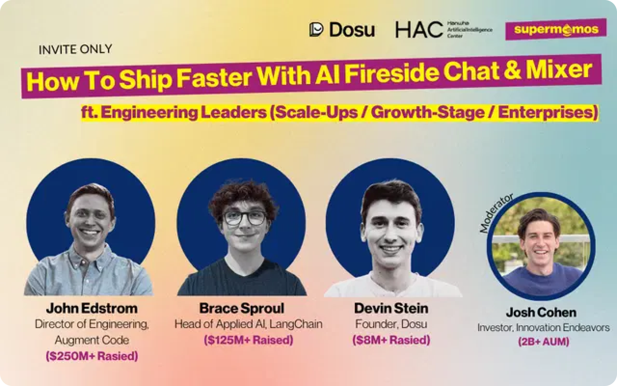 Flyer for tonight's fireside chat showing the participant